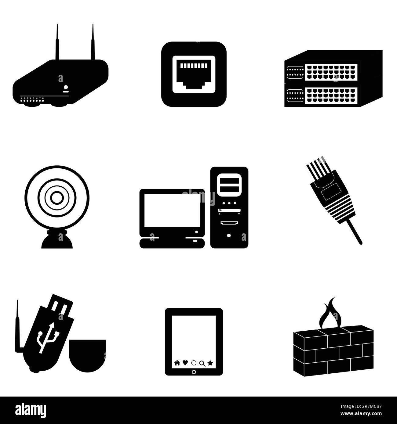 Computer and network devices and parts Stock Vector