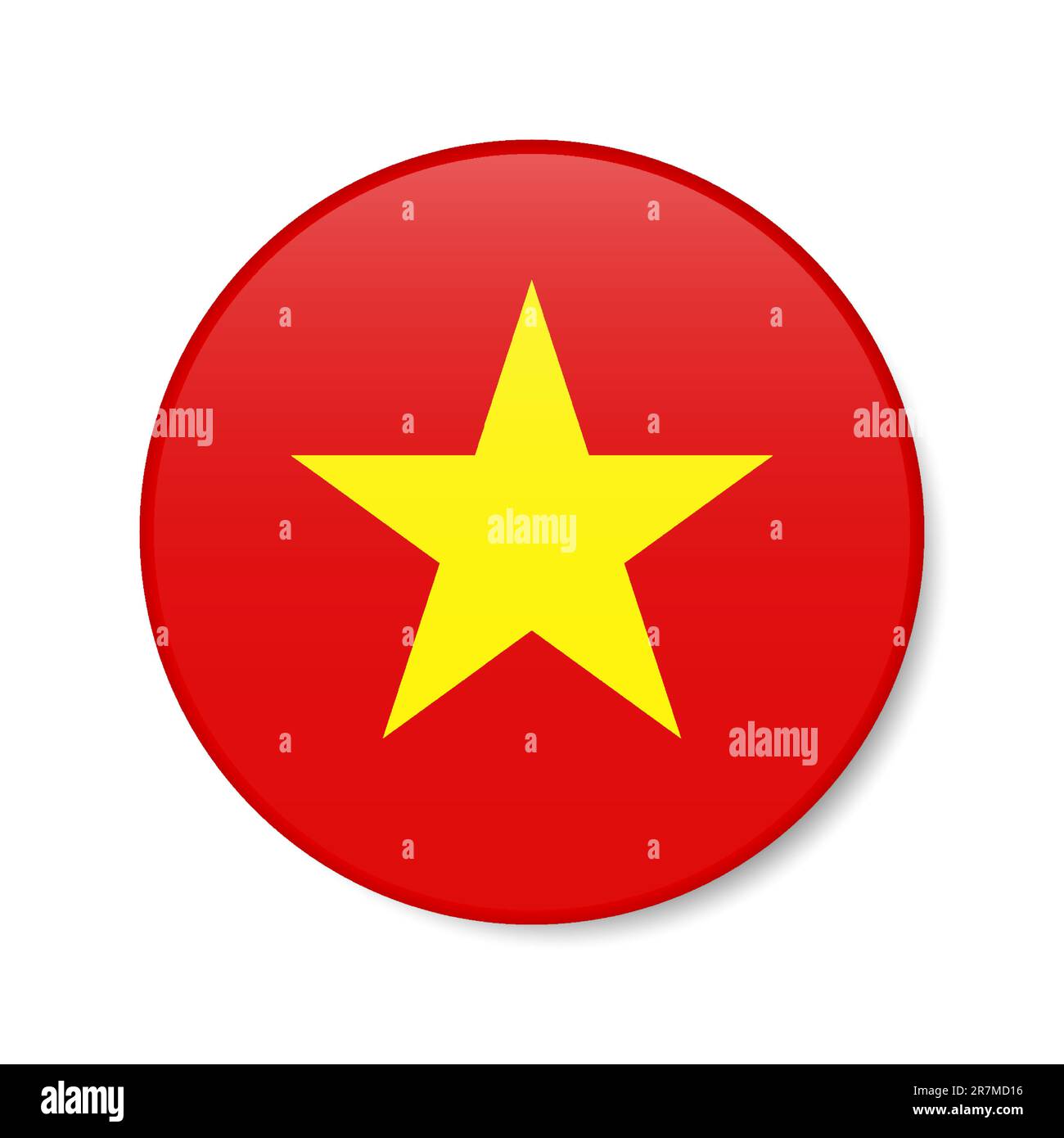 Vietnam circle button icon. Vietnamese round badge flag with shadow. 3D ...