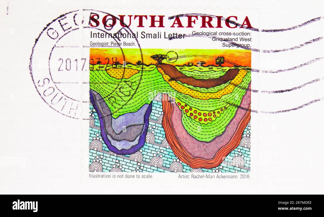 MOSCOW, RUSSIA - JUNE 8 2023: Postage stamp printed in South Africa ...