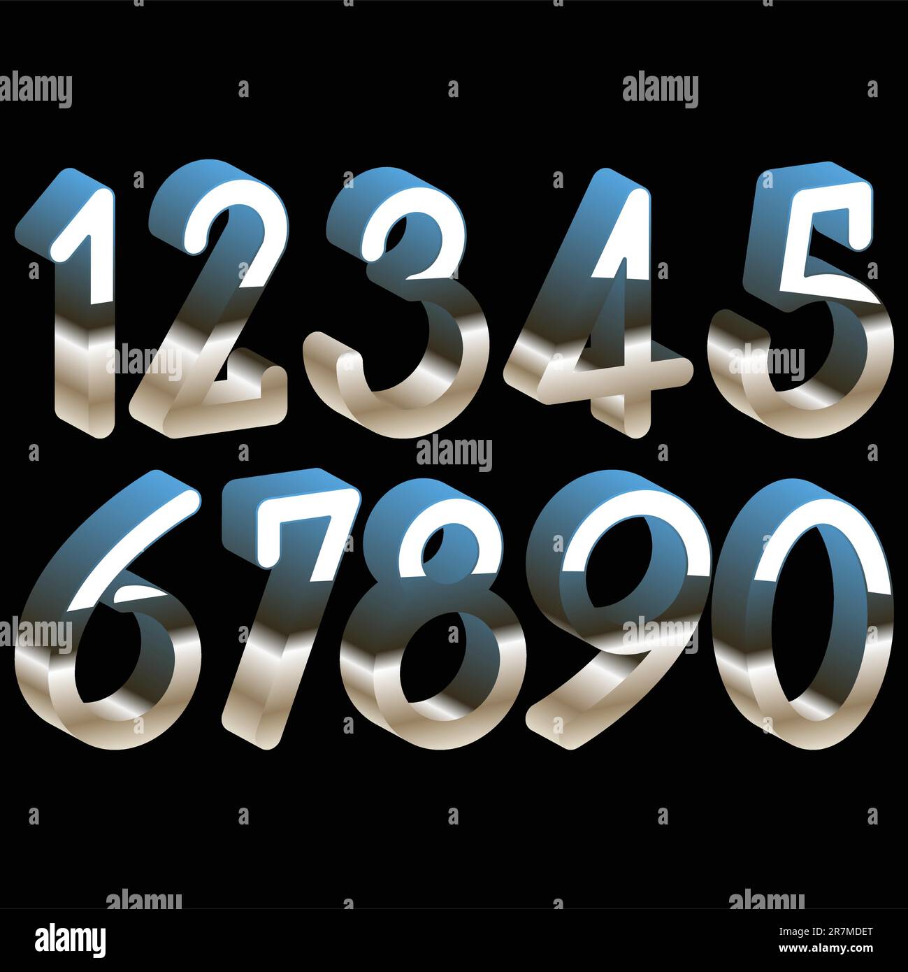numbers chrome 3d Stock Vector