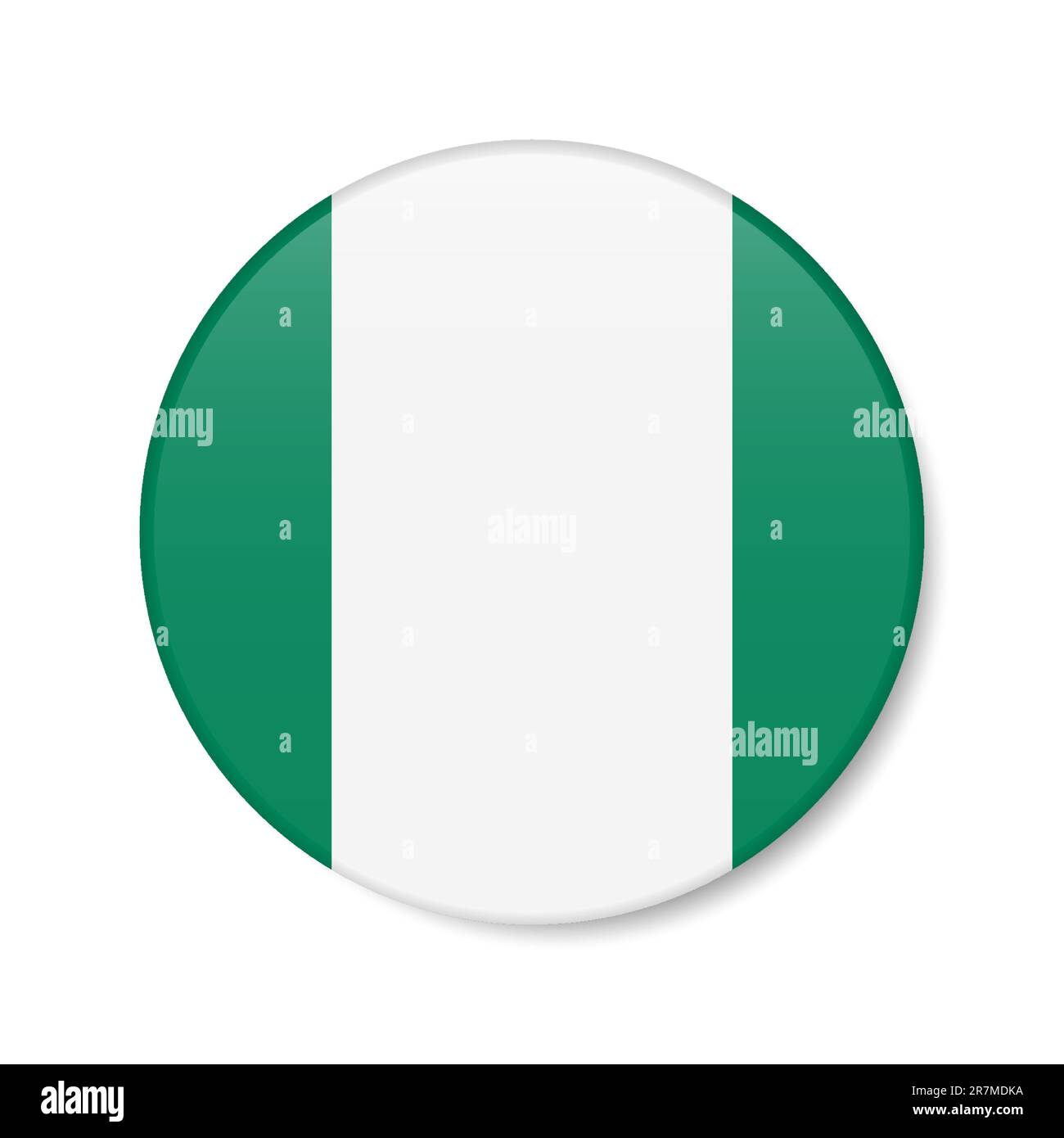 Nigeria circle button icon. Nigerian round badge flag with shadow. 3D ...