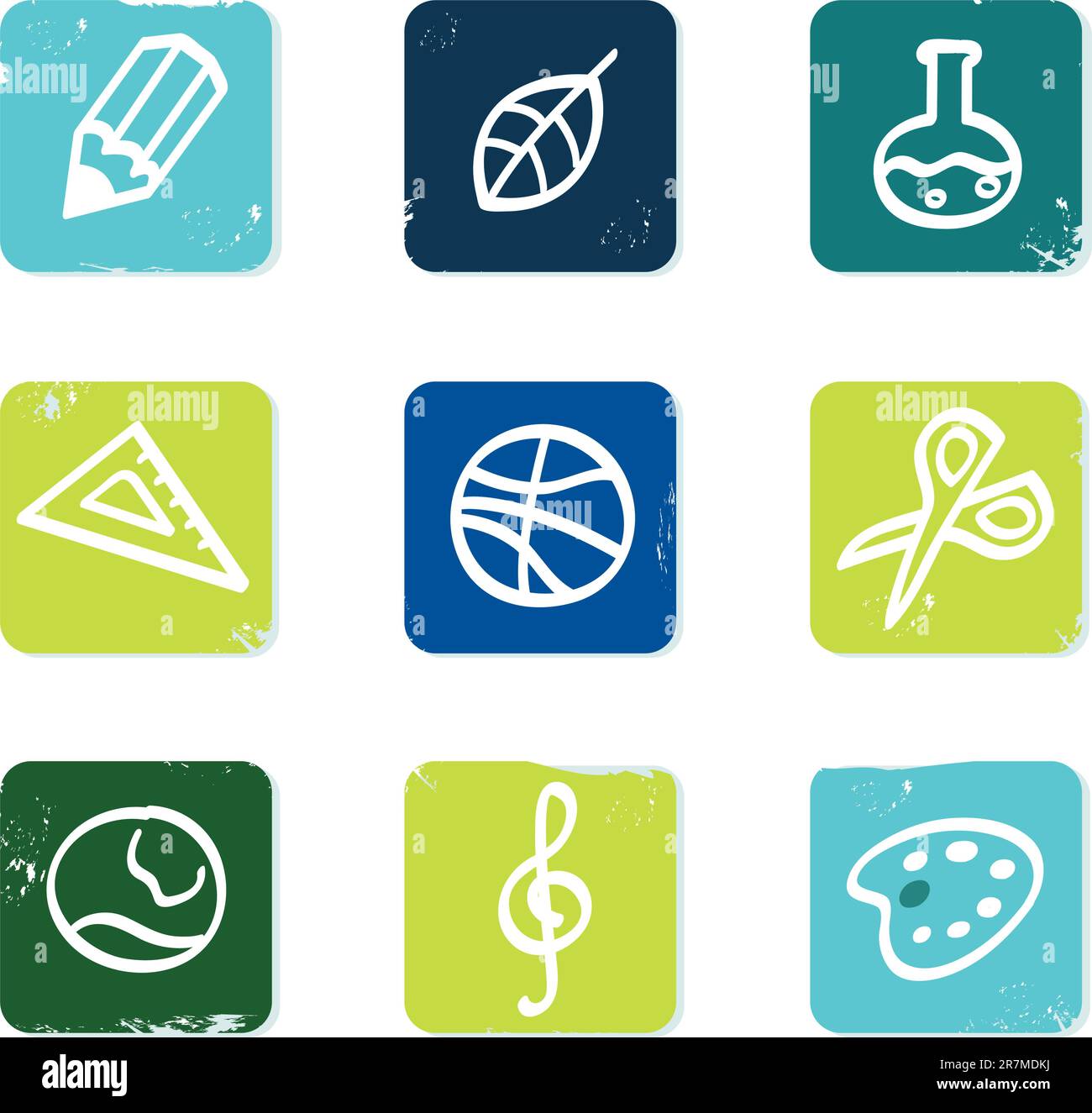 Vector hand drawn icons blocks collection - blue and green Stock Vector ...