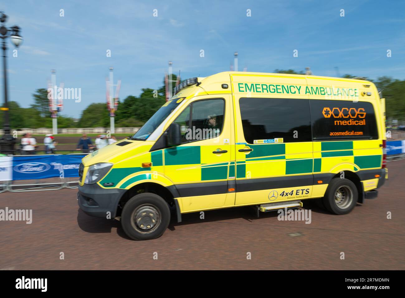 ACOS Medical Ltd Emergency ambulance medical support for the RideLondon UCI Women's WorldTour Classique cycle race in London, UK Stock Photo
