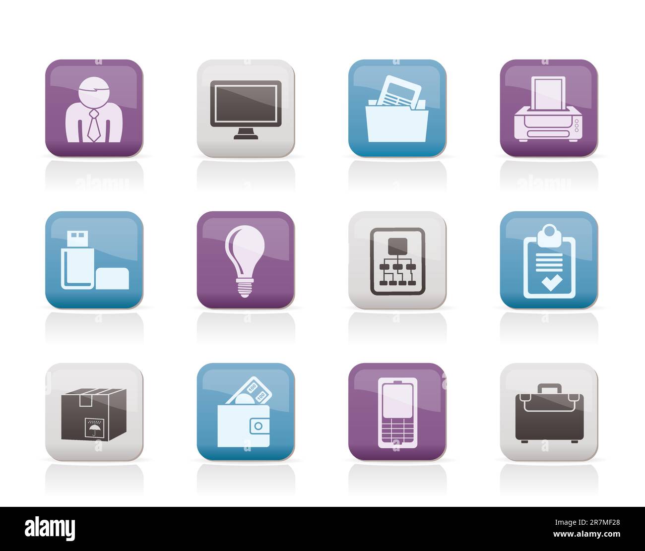 Business and office equipment icons - vector icon set Stock Vector