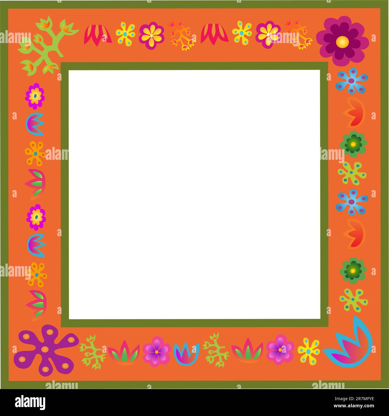 orange vector flowers frame Stock Vector Image & Art - Alamy