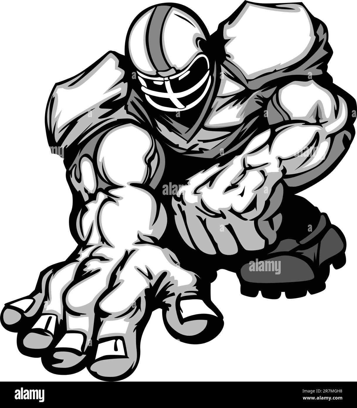 Cartoon Vector Silhouette of a Cartoon Football Player Crouching Stock