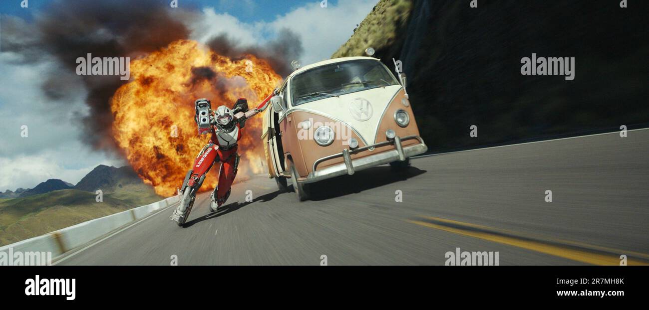 TRANSFORMERS RISE OF THE BEASTS, from left Arcee (voice Liza Koshy