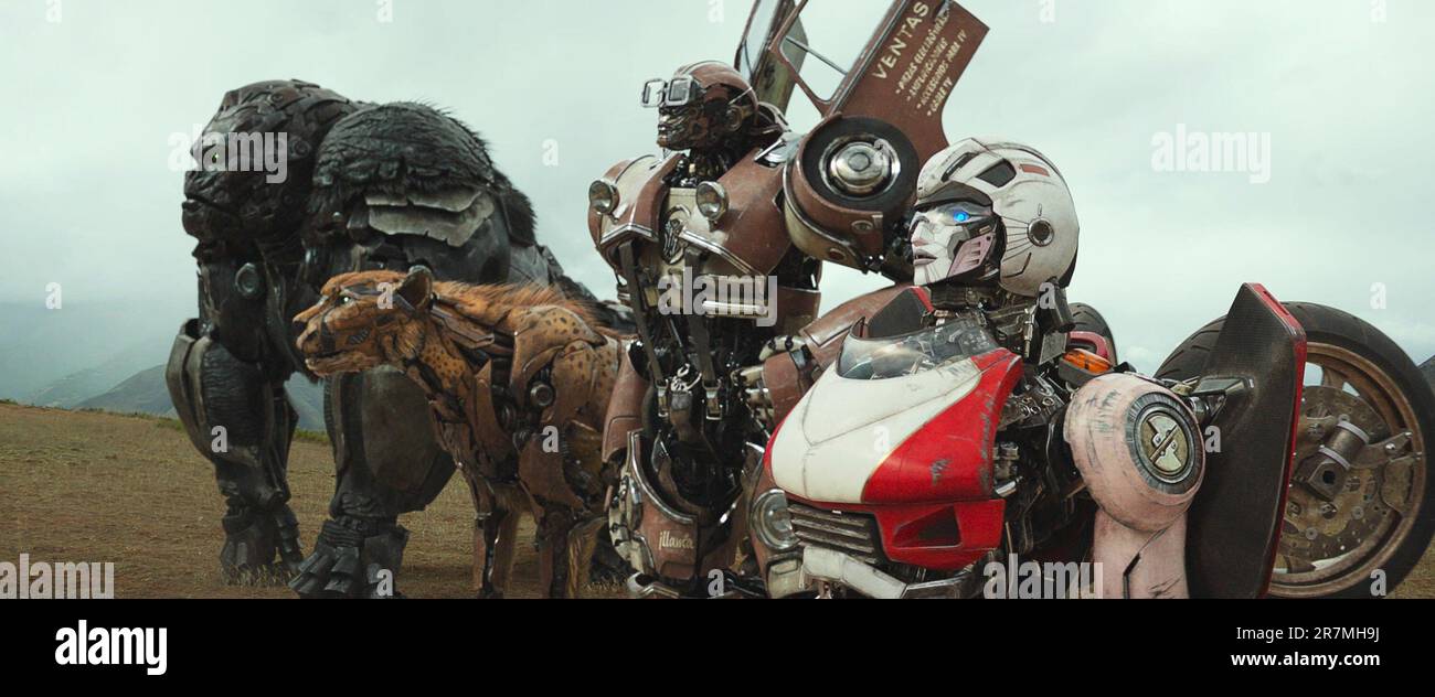 TRANSFORMERS RISE OF THE BEASTS, from left Optimus Primal (voice Ron