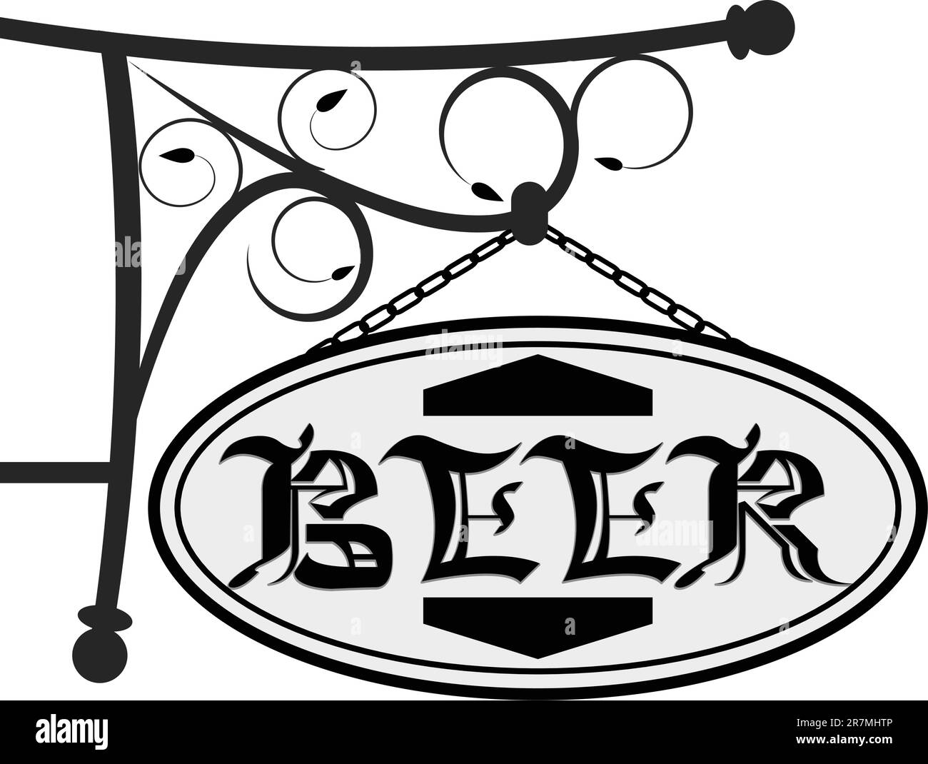 Ancient street signboard for beer in a vector Stock Vector