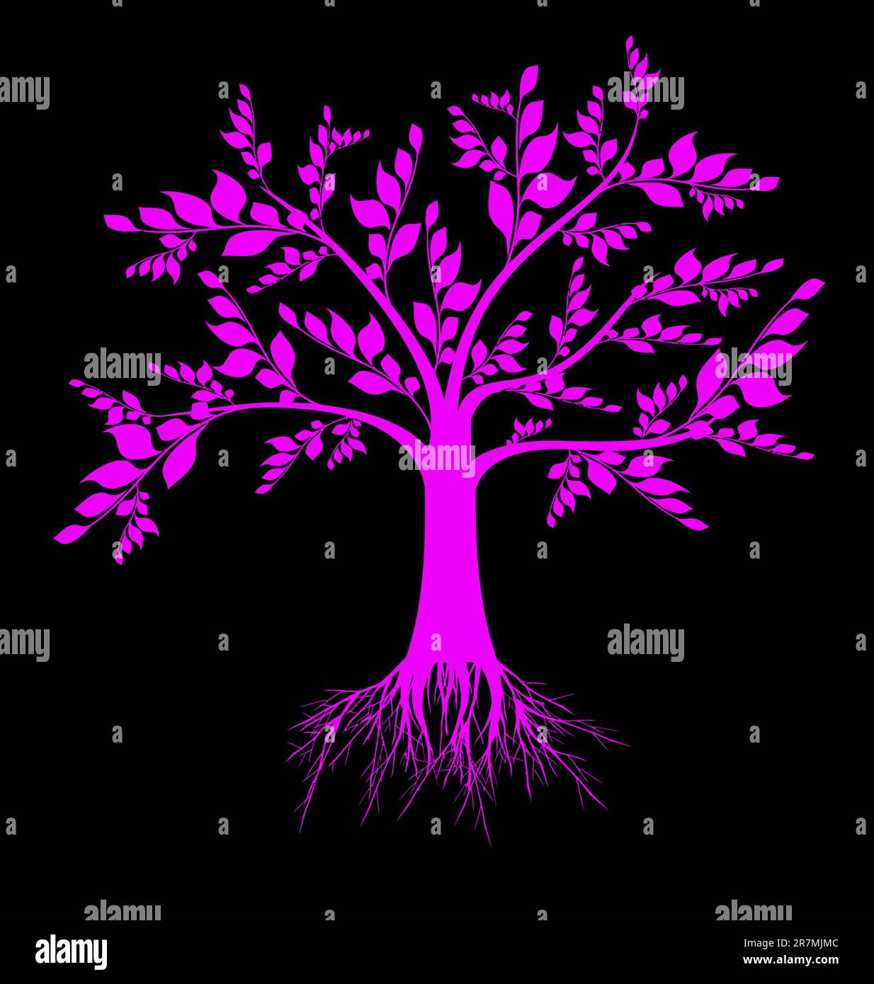 Beautiful art tree silhouette isolated on black background Stock Vector ...
