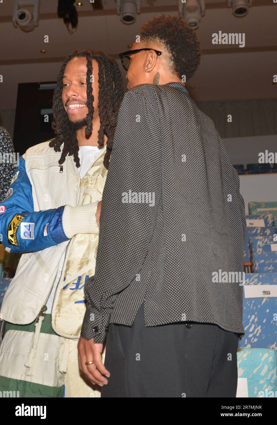Miami Beach, USA. 14th June, 2023. MIAMI BEACH, FLORIDA - JUNE 14: Juel Taylor and Lena Waithe attend as They Cloned Tyrone opens The American Black Film Festival at New World Center on June 14, 2023 in Miami Beach, Florida. (Photo by JL/Sipa USA) Credit: Sipa USA/17�Թ����� Live News Stock Photo