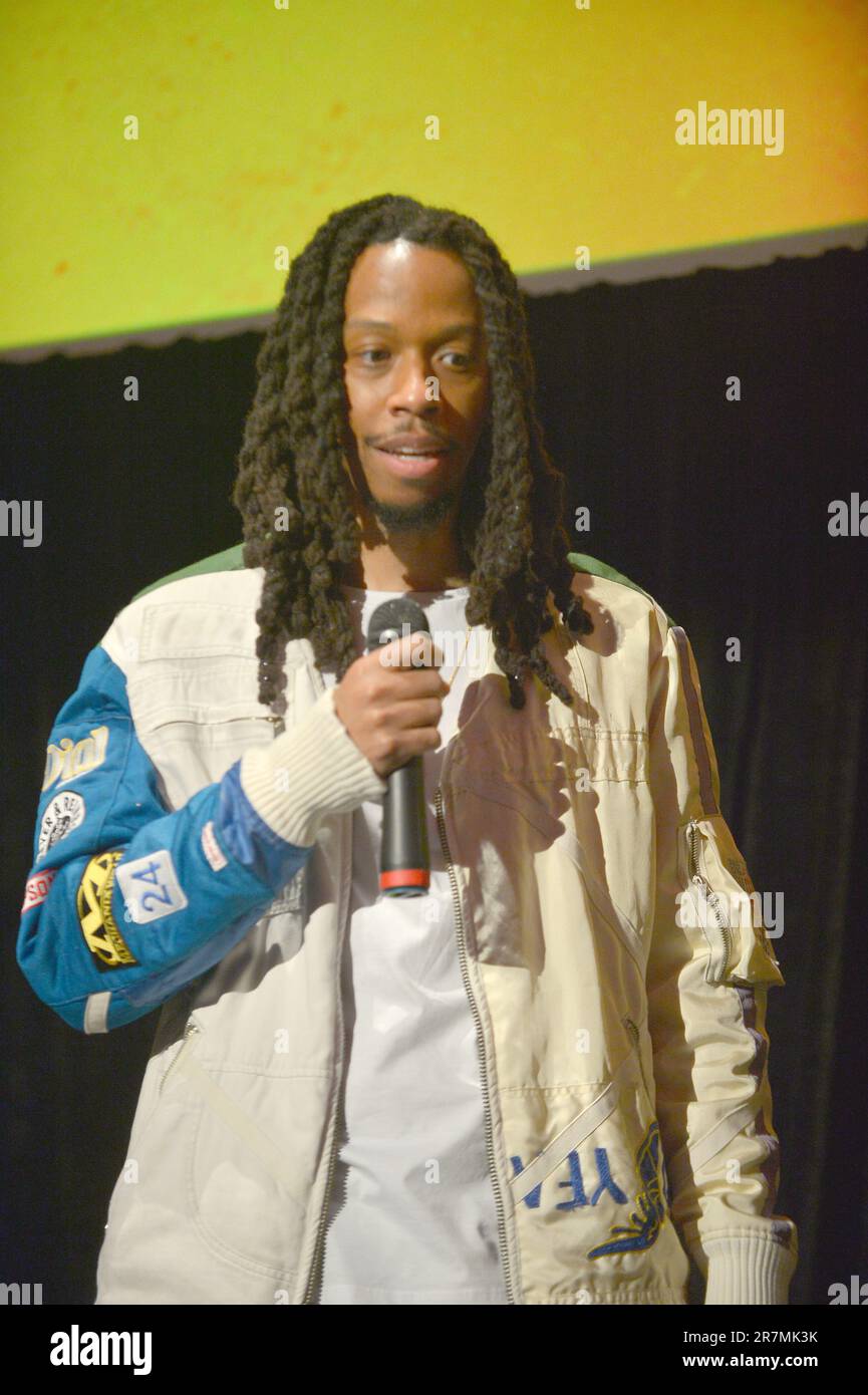 MIAMI BEACH, FLORIDA - JUNE 14: Juel Taylor attends as They Cloned Tyrone opens The American Black Film Festival at New World Center on June 14, 2023 in Miami Beach, Florida.  (Photo by JL/Sipa USA) Stock Photo