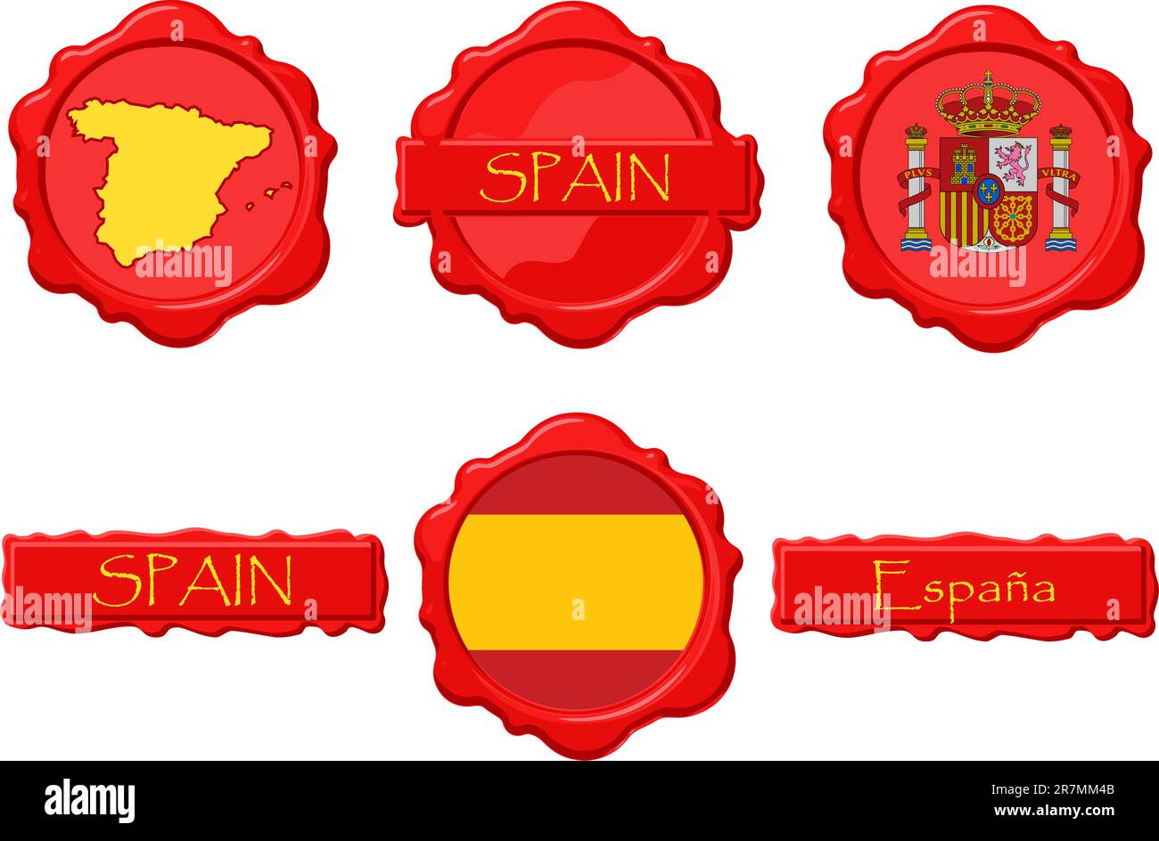 Spain wax stamps with flag, seal, map and name Stock Vector Image & Art