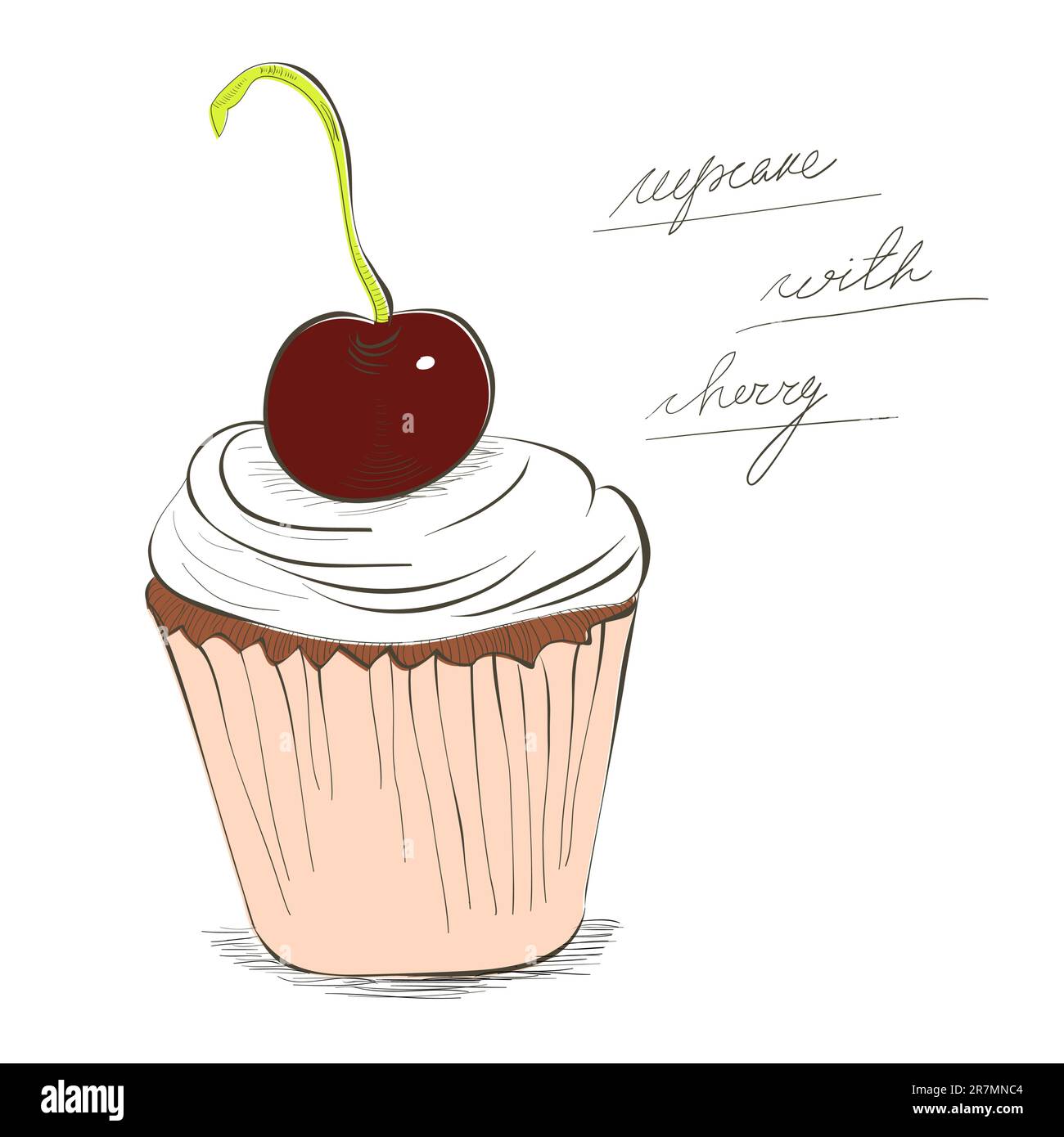 Illustration of cupcake with cherry Stock Vector Image & Art - Alamy
