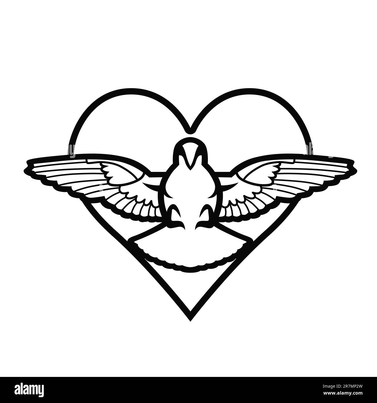 Abstract, it is black a white pigeon and heart Stock Vector