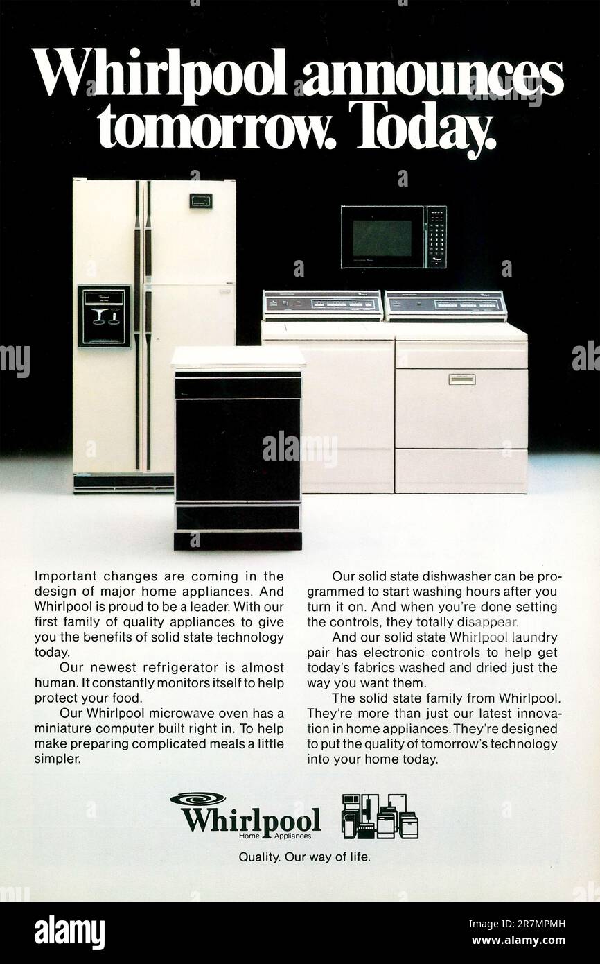 Whirlpool kitchen appliances advert in a magazine 1981 Stock Photo