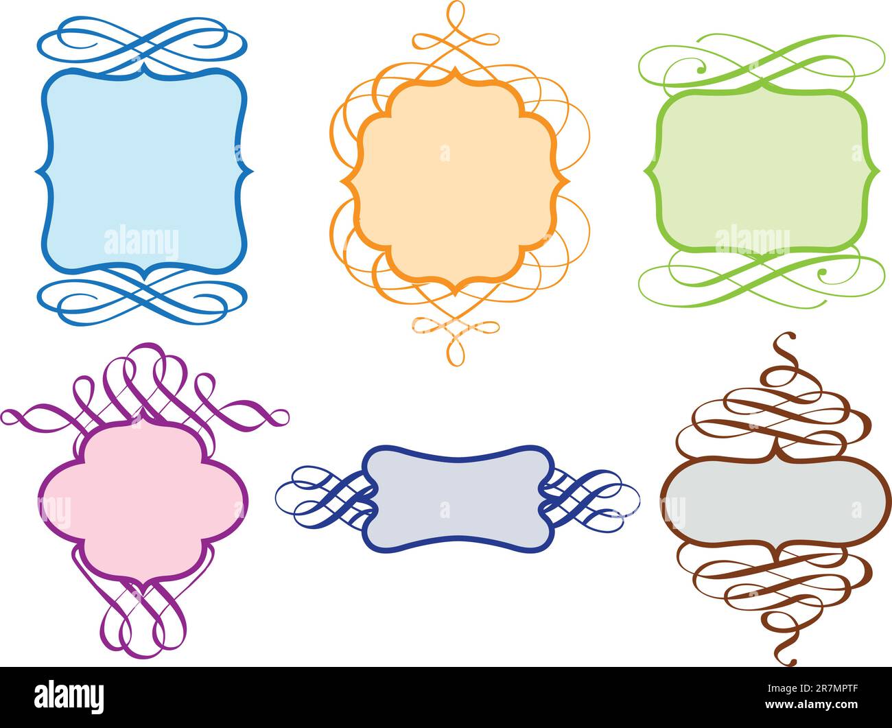set of decorative vintage frames, vector design elements Stock Vector ...