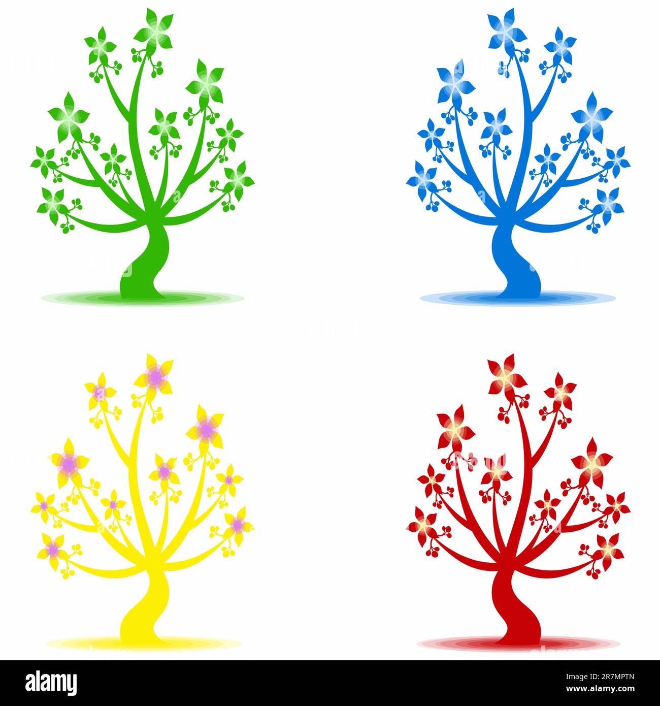 Beautiful art trees collection on white background Stock Vector Image