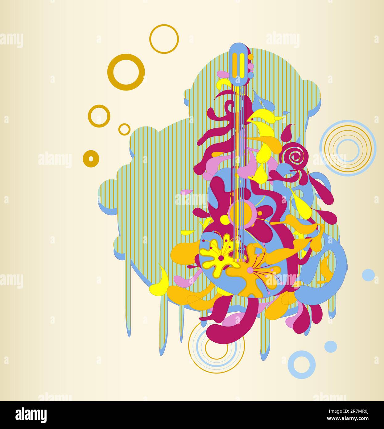 Abstract guitar with colorful splashes Stock Vector