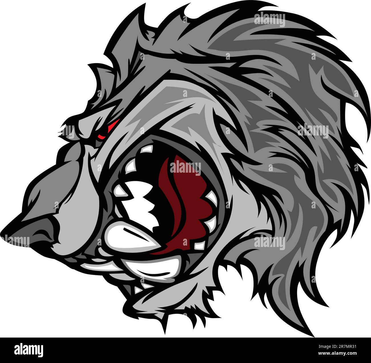 Cartoon Vector Image of a Wolf Mascot Head Snarling Stock Vector
