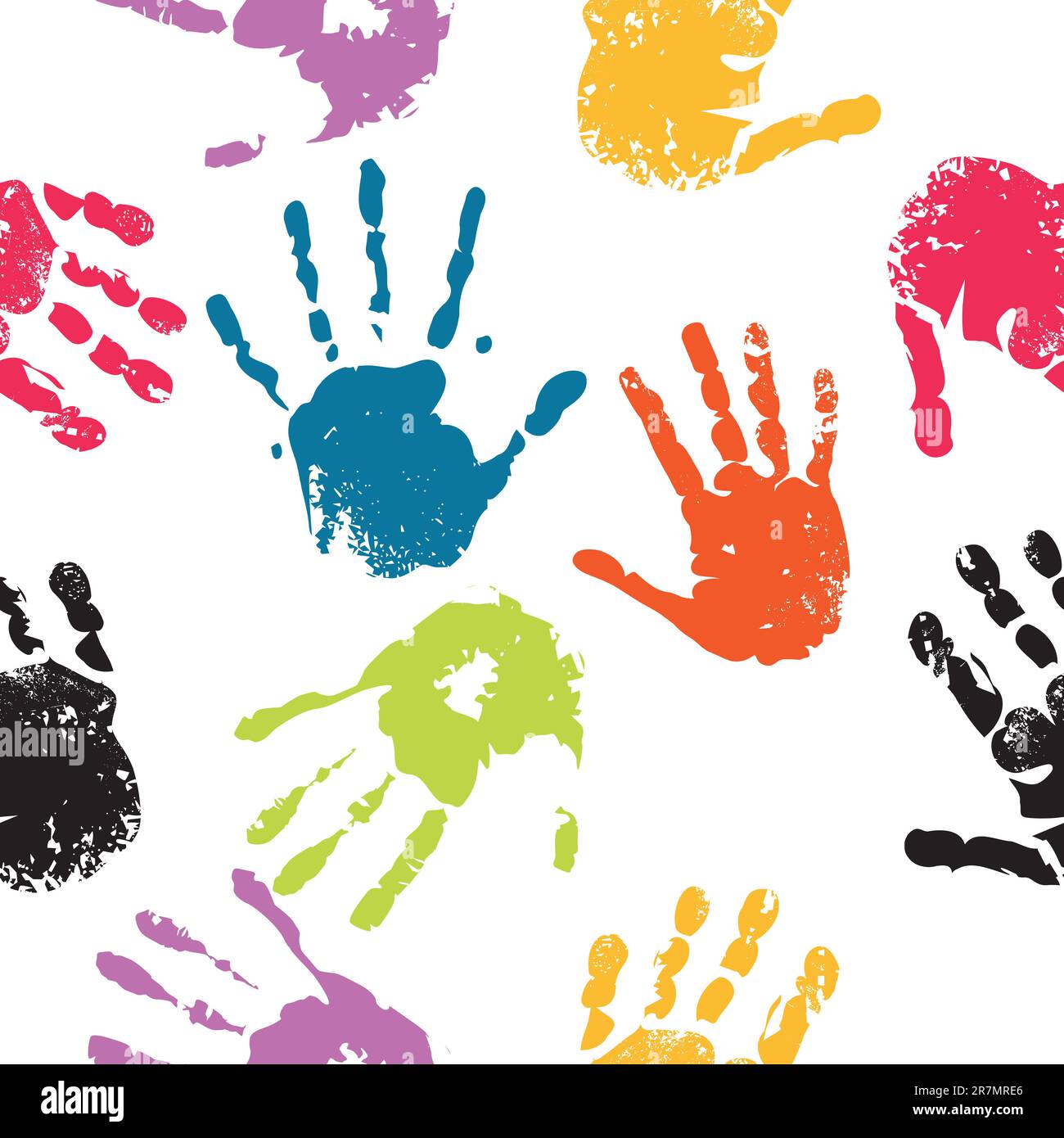 Print of hand of child, seamless cute teamwork pattern,vector grunge ...