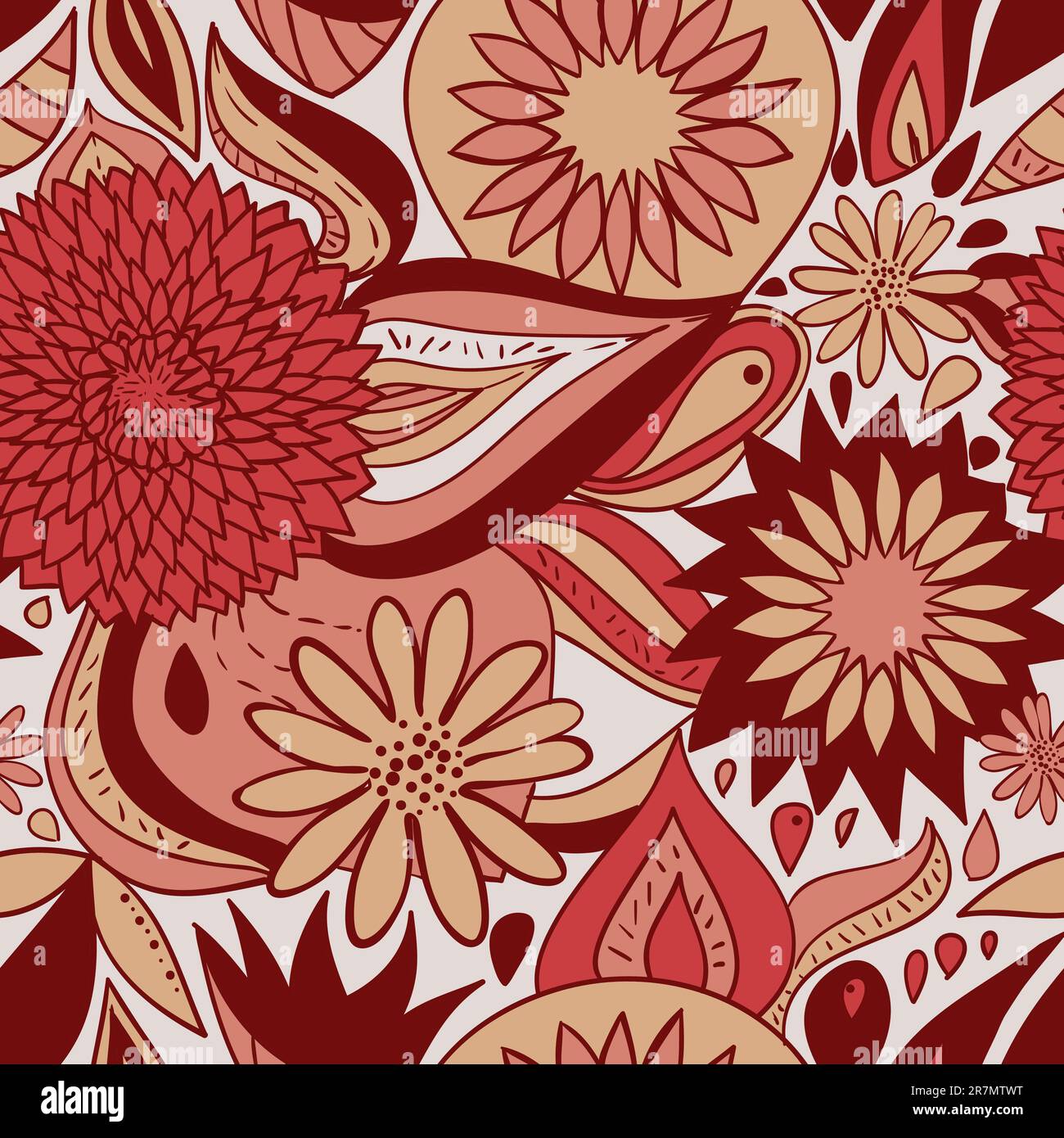 Red floral pattern. Vector illustration Stock Vector Image & Art Alamy