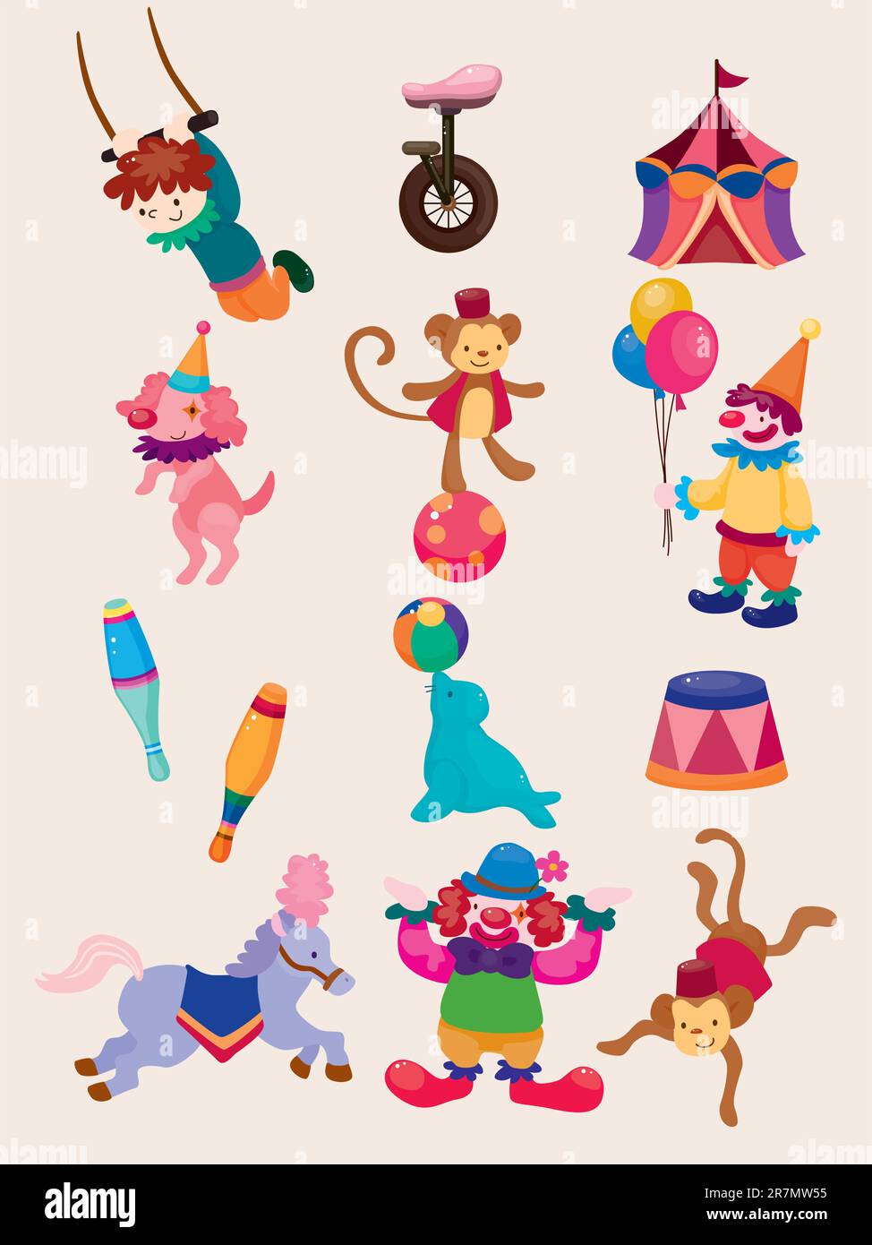 cartoon happy circus show icons collection Stock Vector Image & Art - Alamy