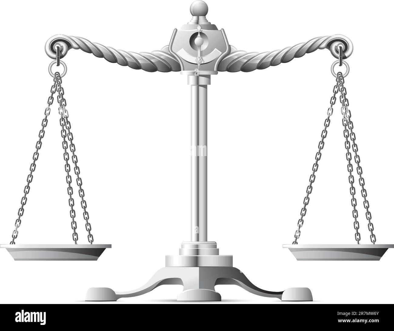 Ornate, silver scale of justice Stock Vector