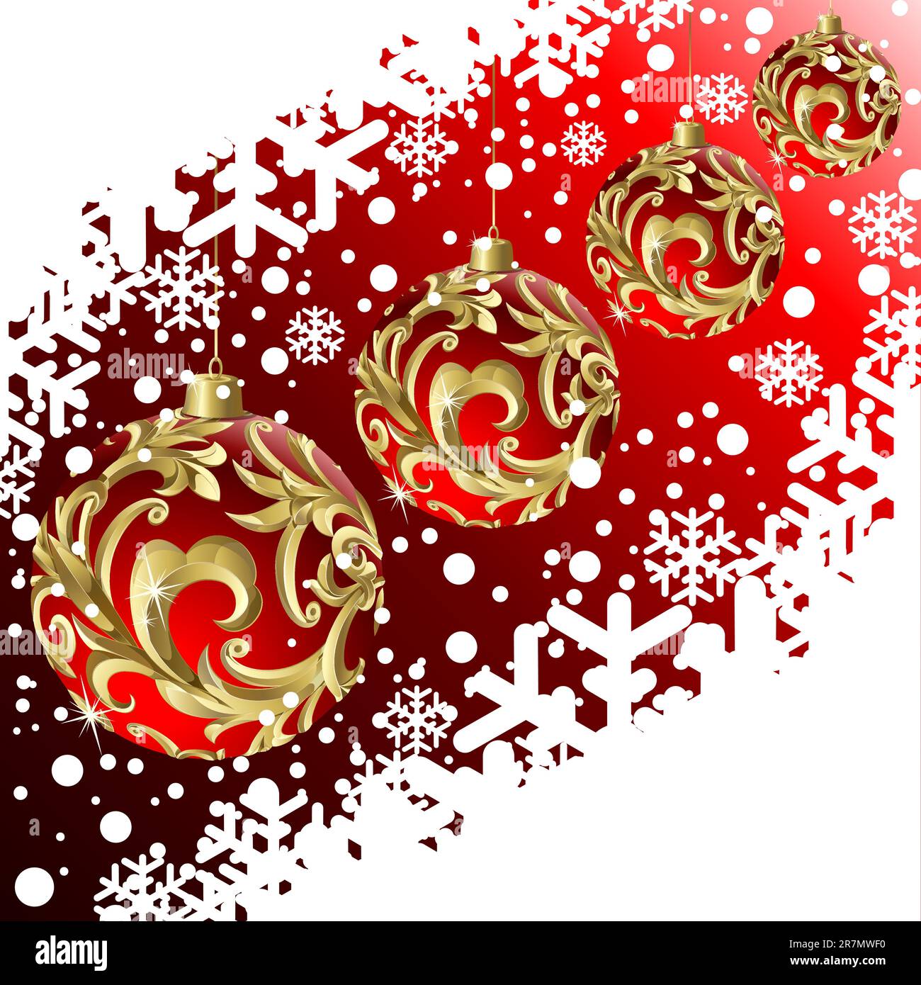 Christmas background with red balls and snowflakes Stock Vector Image ...