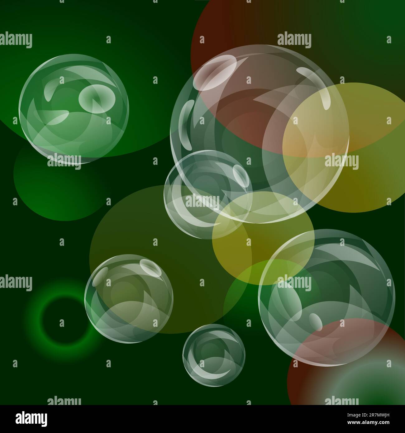 Vector illustration of soap bubbles,  abstract background image Stock Vector
