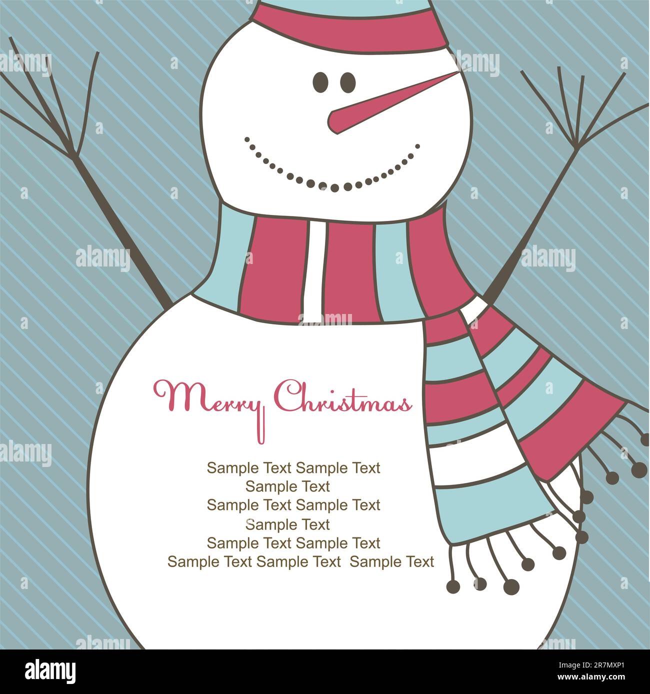Christmas card with smiling snow man. Vector illustration Stock Vector ...