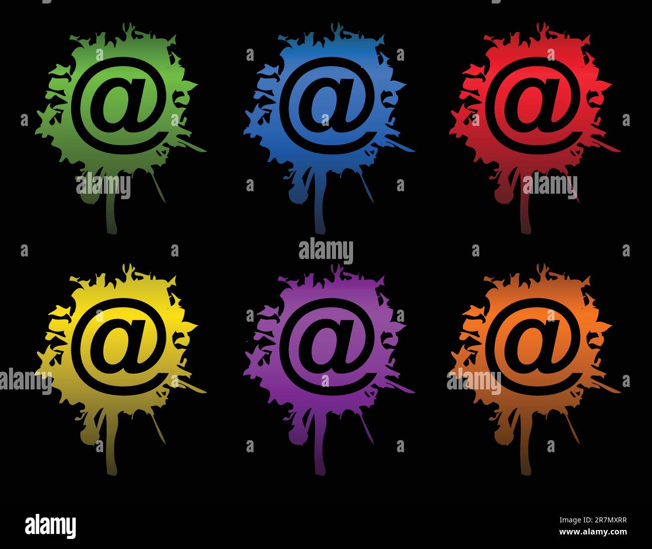 Ink Email splatters sign isolated on white. Stock Vector