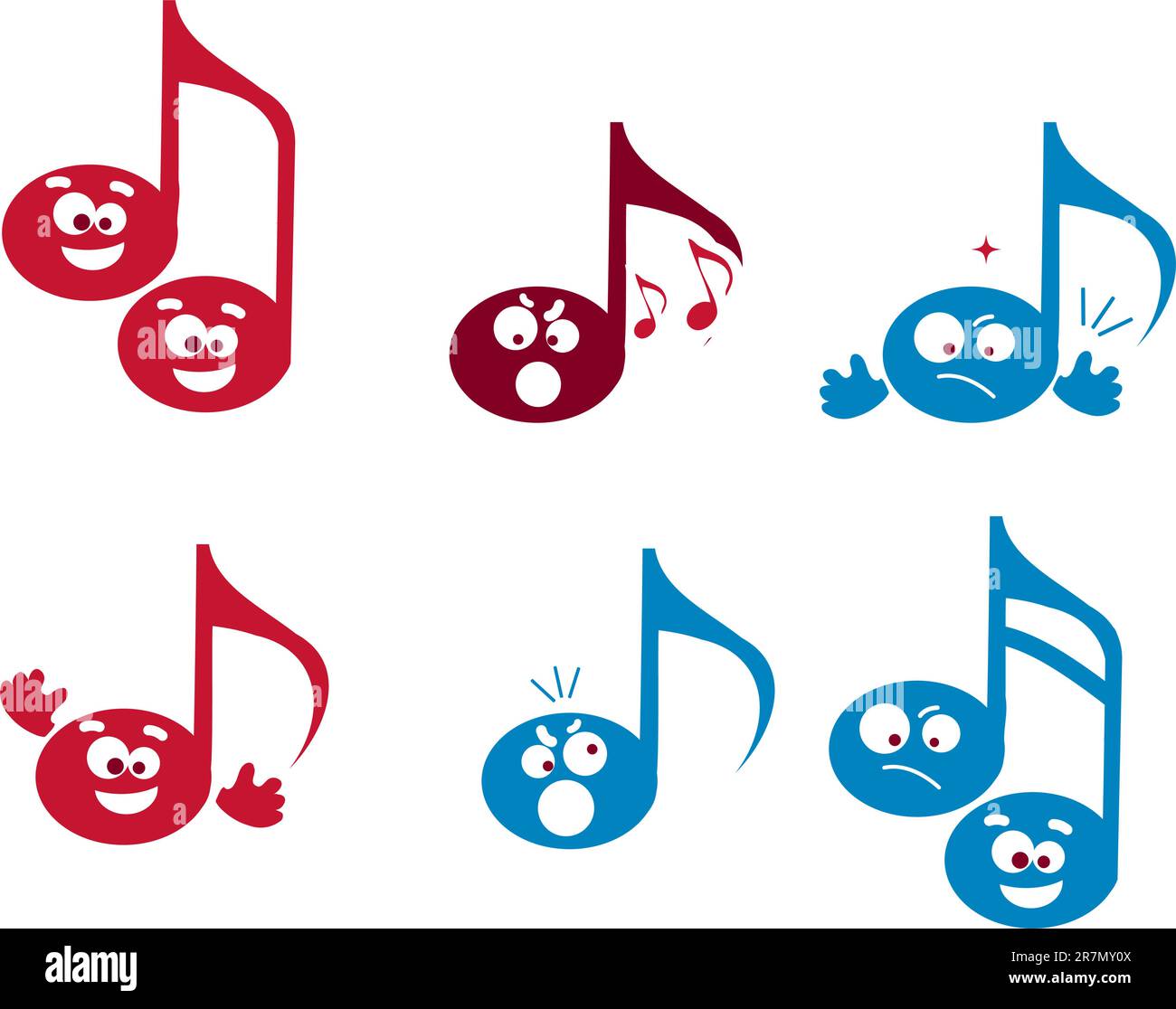 Abstract Music illustrations, note web icons set, dots emotions, kids