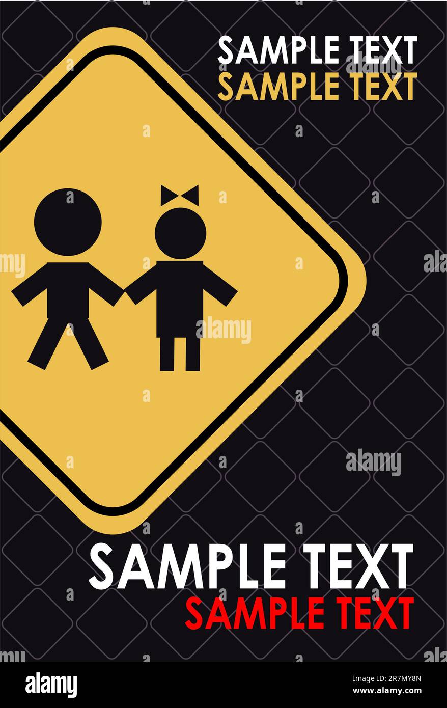 Children, kids in danger poster, card, advertise. Warning sing, baby