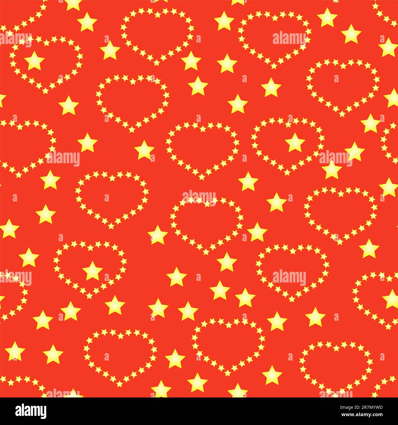 Valentine's day red abstract background with golden hearts and stars ...