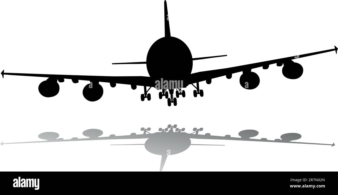 illustration of an airplane silhouette with shadow Stock Vector