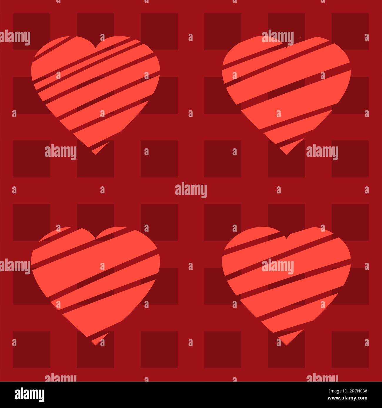 Valentine's day abstract red background with hearts. Seamless pattern ...