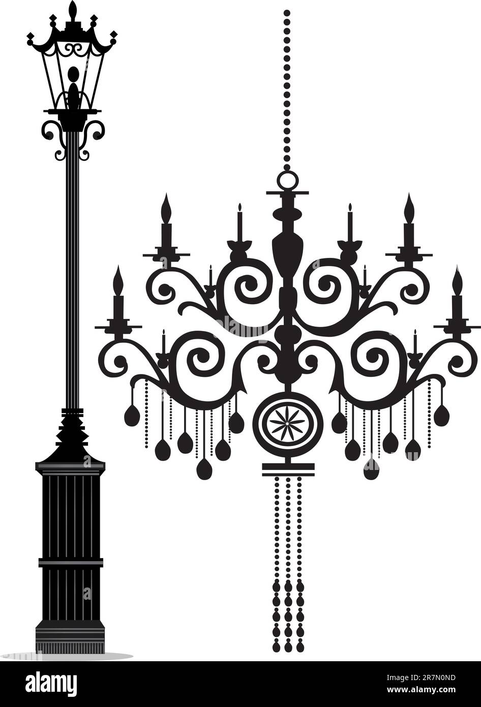 Stock Vector Illustration:  Elegant street lamps & Light- vector Stock Vector