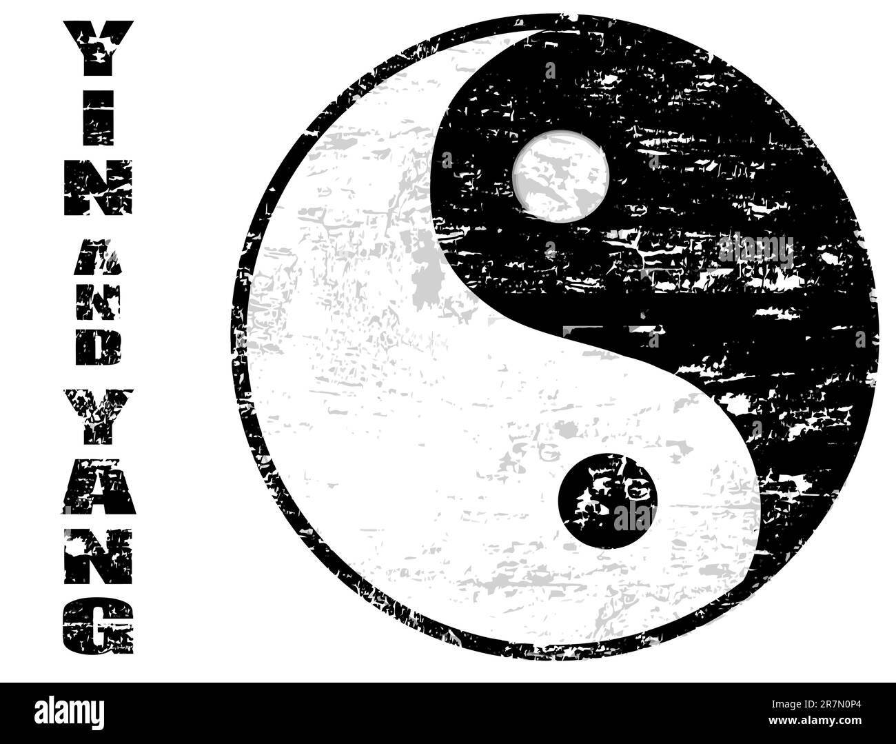 Grunge rubber stamp  with the yin yang sign Stock Vector