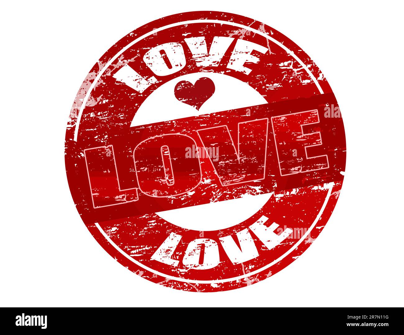 Red grunge rubber stamp with the word love written inside the stamp Stock Vector