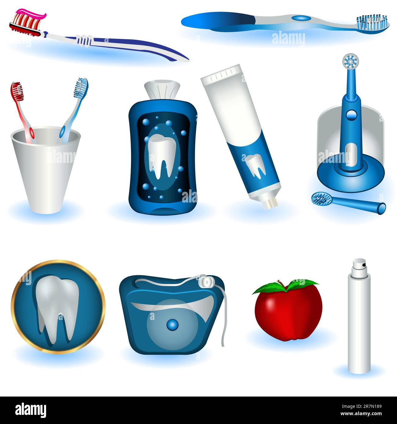 A collection of ten dental hygiene images. Stock Vector