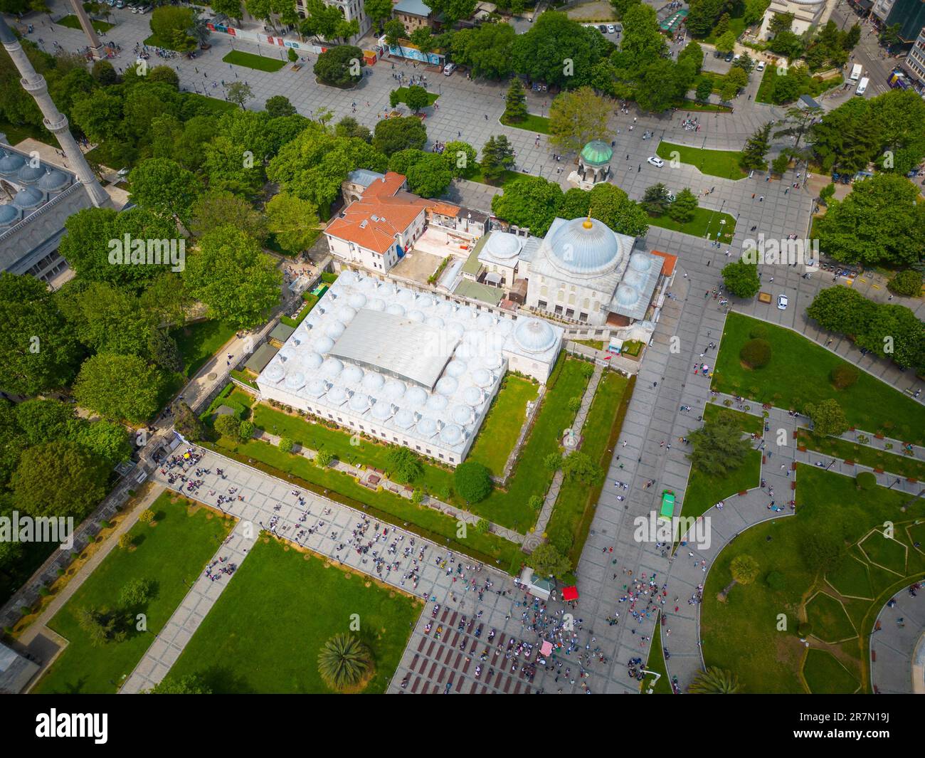 Sultan Ahmet Turbesi Tomb aerial view next to Blue Mosque in ...