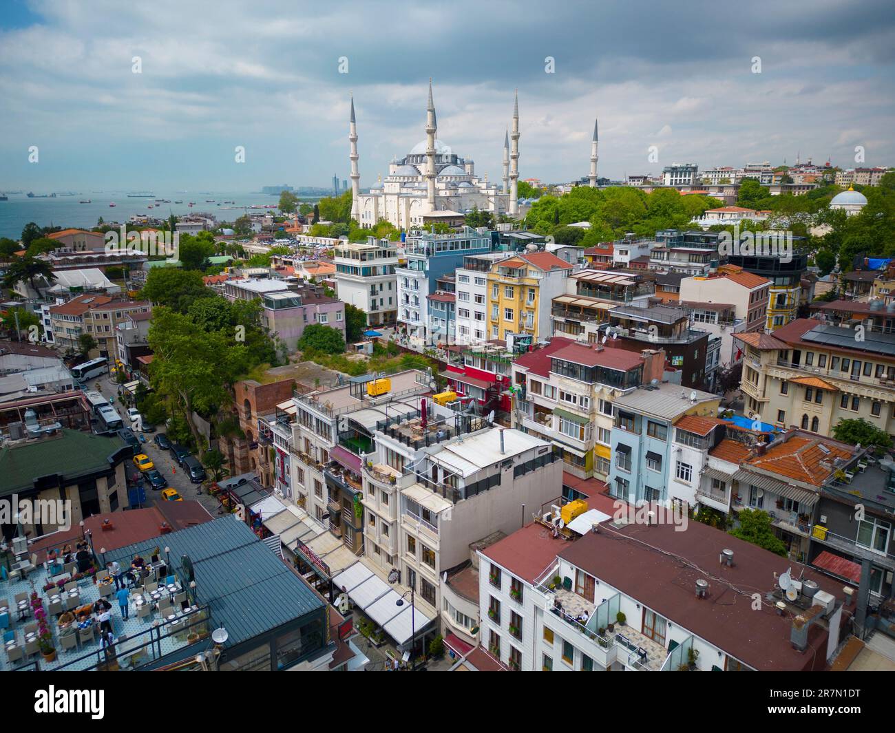 Blue Mosque Sultan Ahmet Camii aerial view in Sultanahmet in historic ...