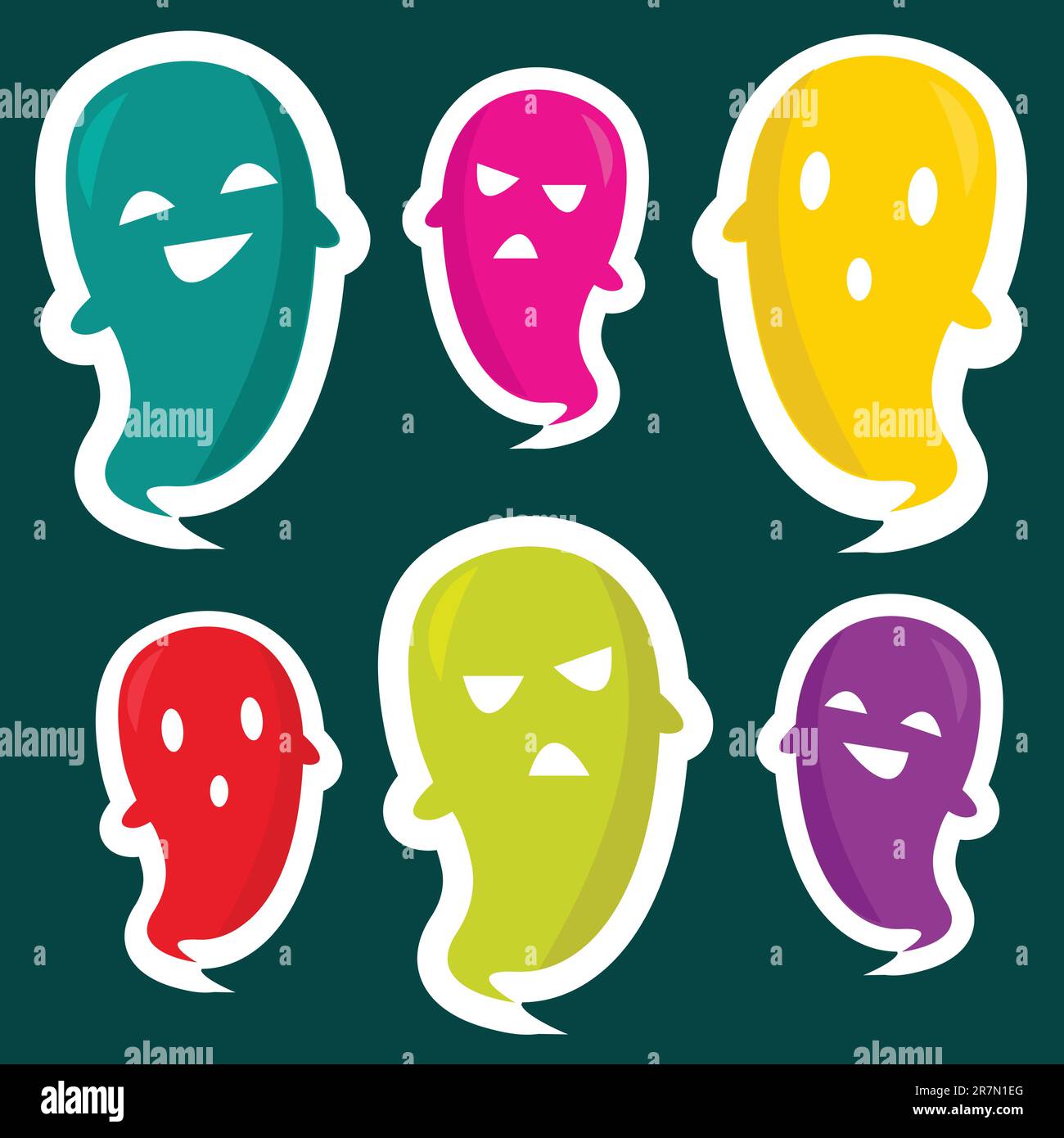 Cute ghost stickers, vector illustration Stock Vector
