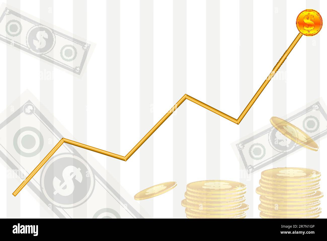 illustration of business graph with dollar on white background Stock ...