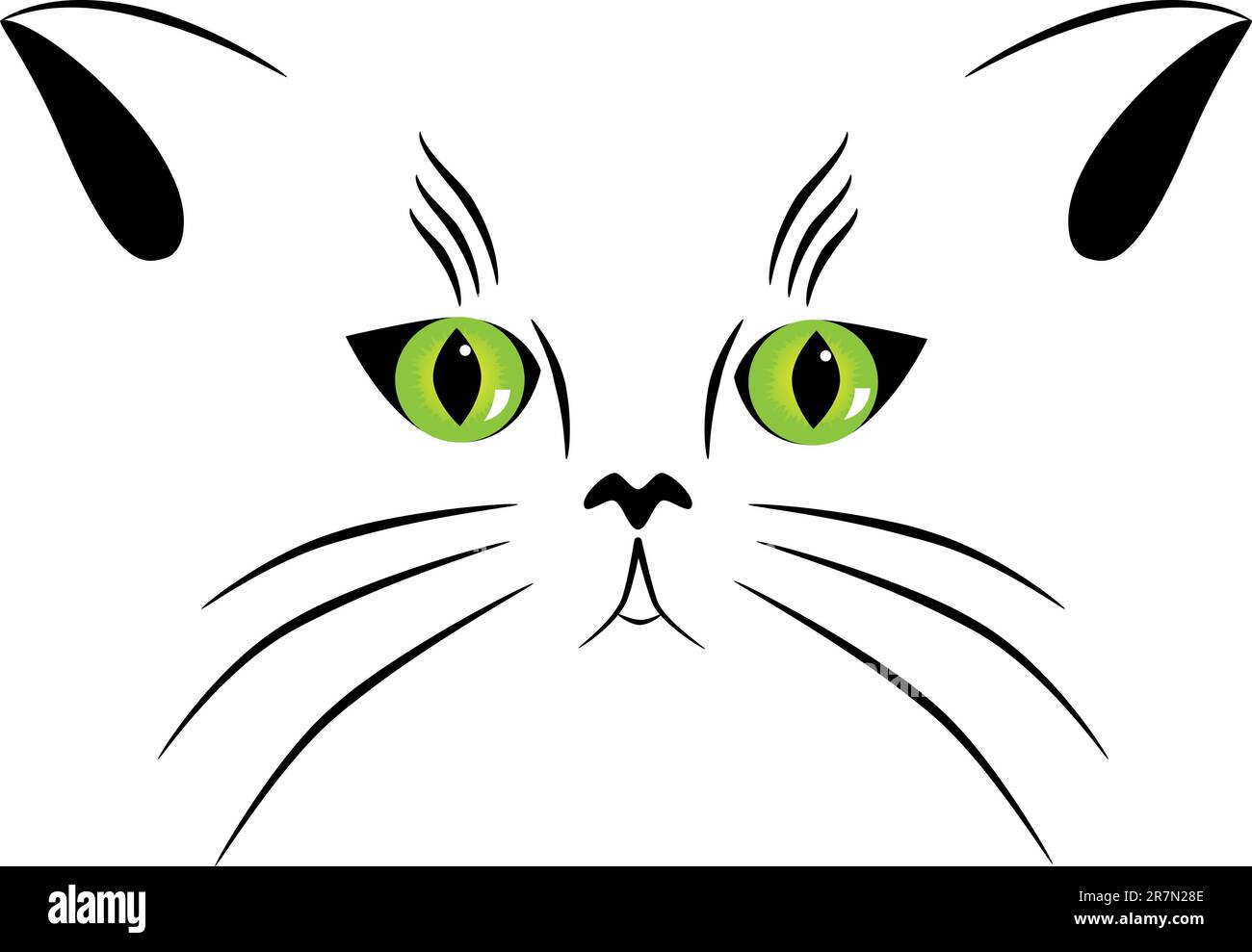 Vector picture of silhouette of a cat with green eyes Stock Vector