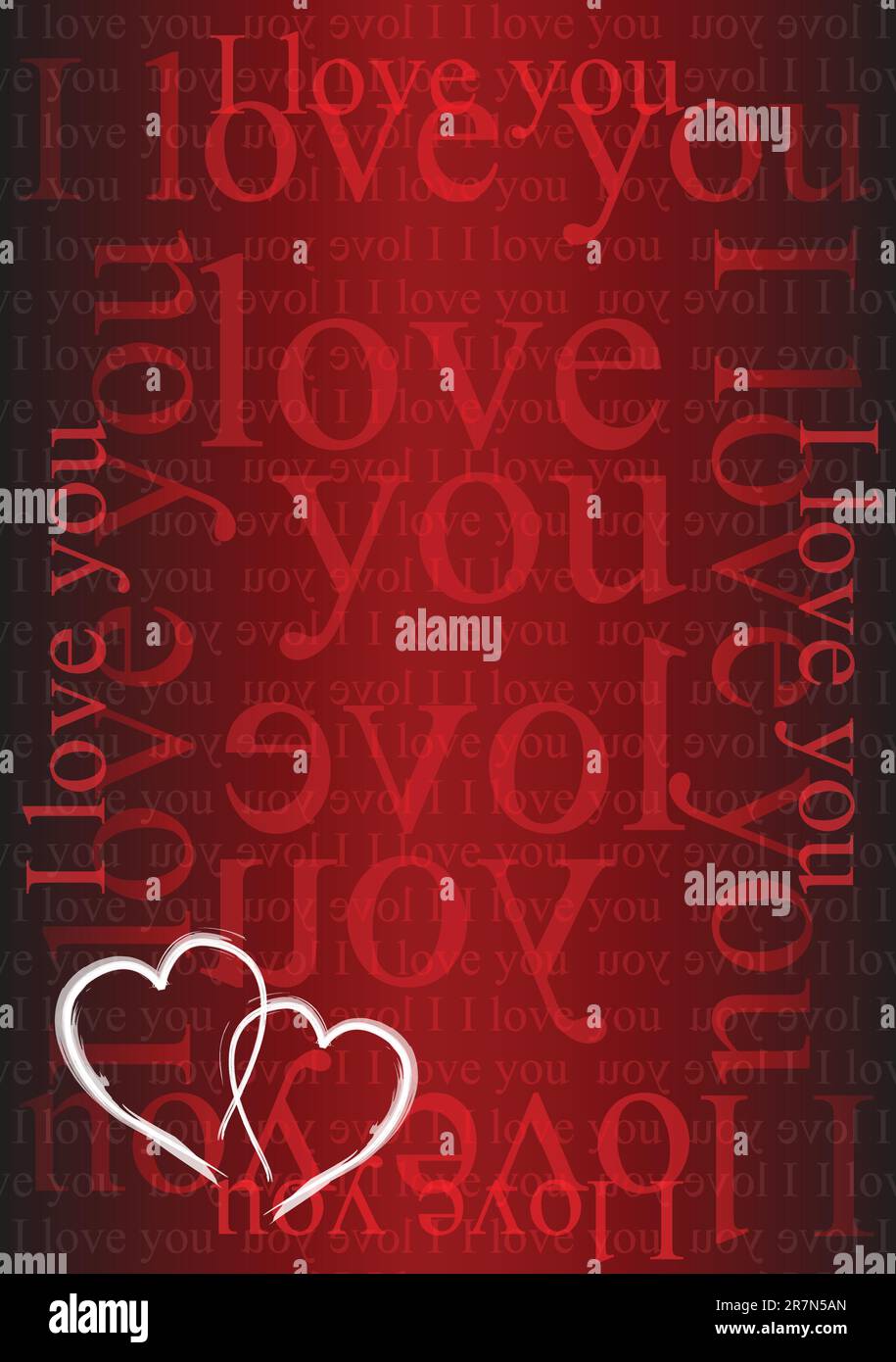 I love you valentine day background with two loving hearts Stock Vector