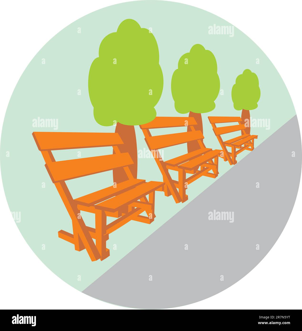 Benches in park. Vacation spot Stock Vector