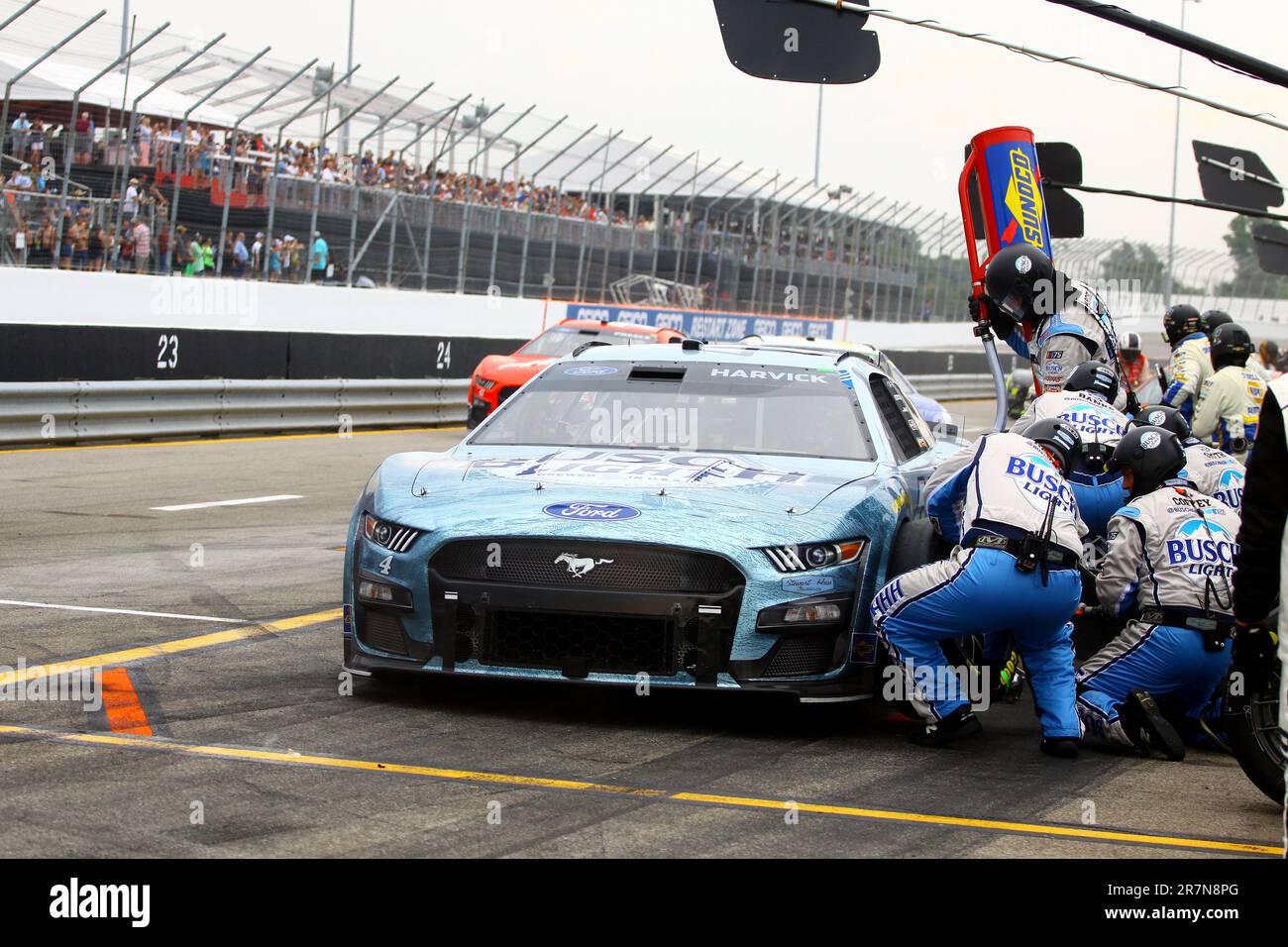 Madison, IL USA - June 4, 2023: World Wide Technology Raceway, NASCAR, 'Enjoy Illinois 300' Kevin Harvick, pit Stop Stock Photo