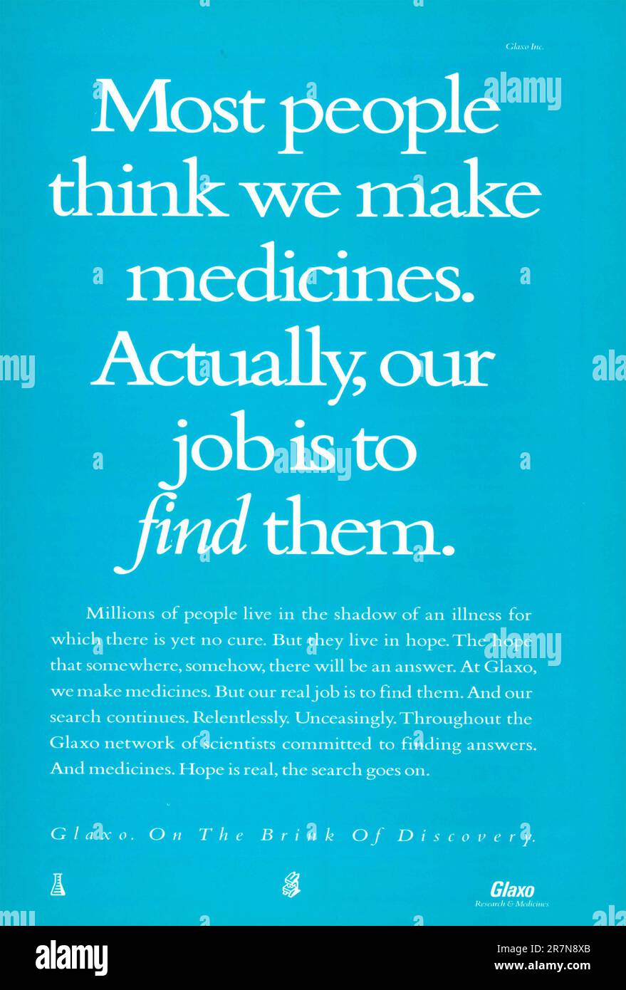 Glaxo  advert in a magazine 1993 Stock Photo